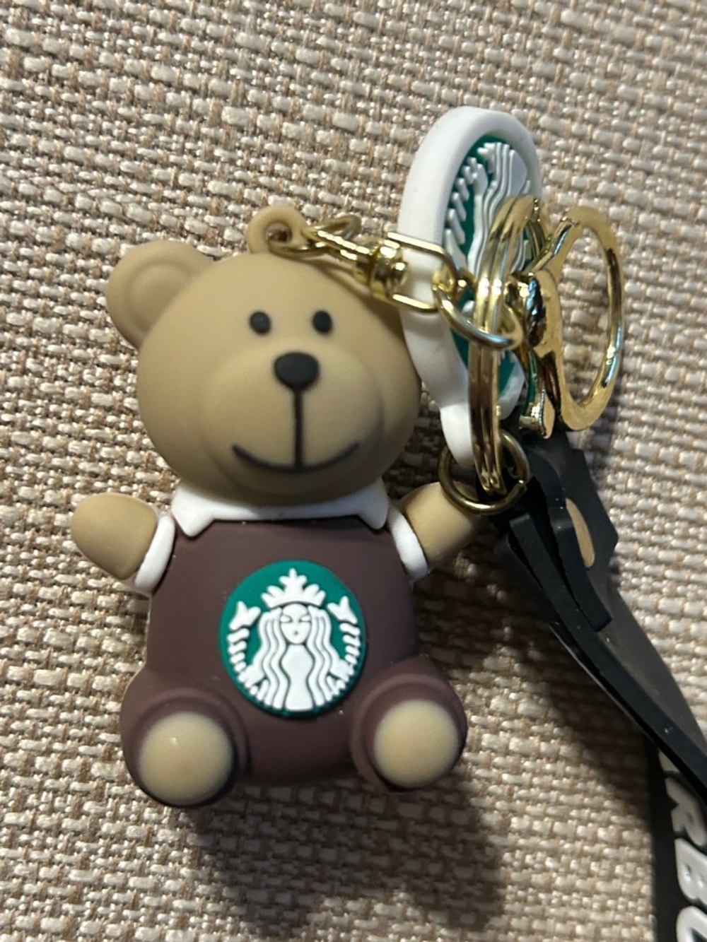 Starbucks keychain purse charm Brown and White Teddy Bear Unused